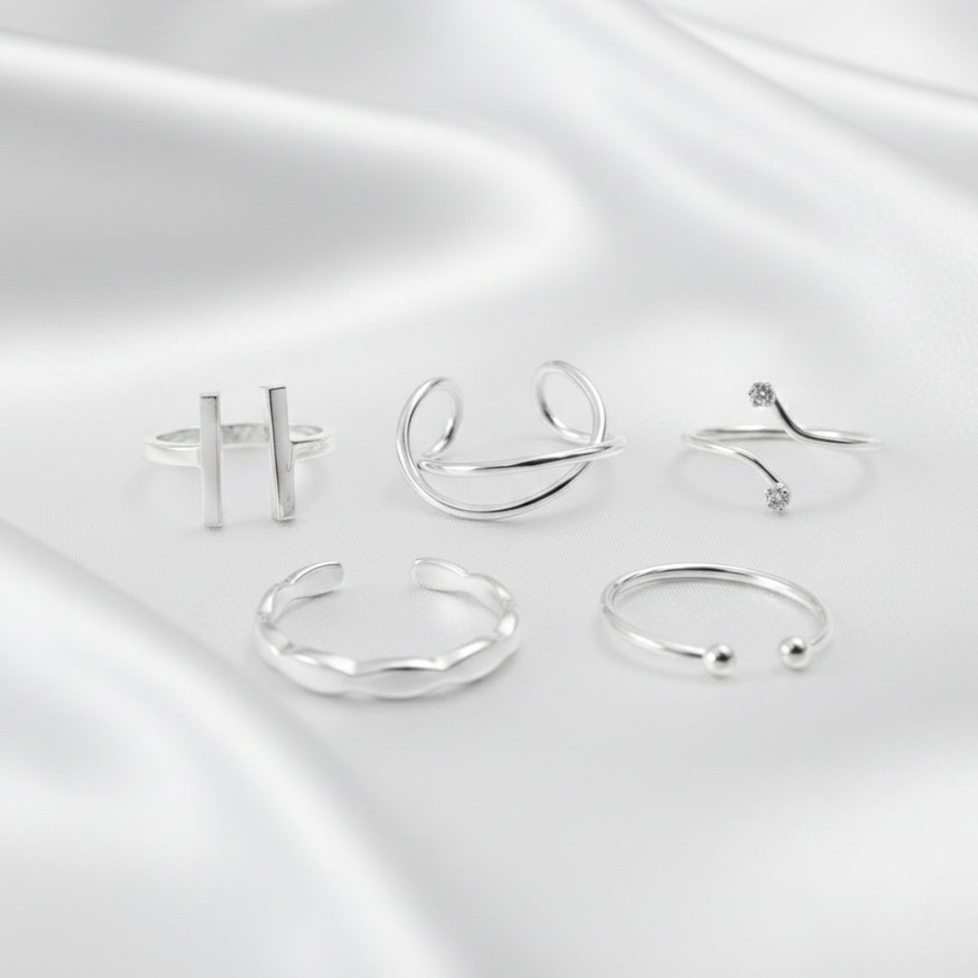 Kit 5 Anéis Ajustáveis Modernos