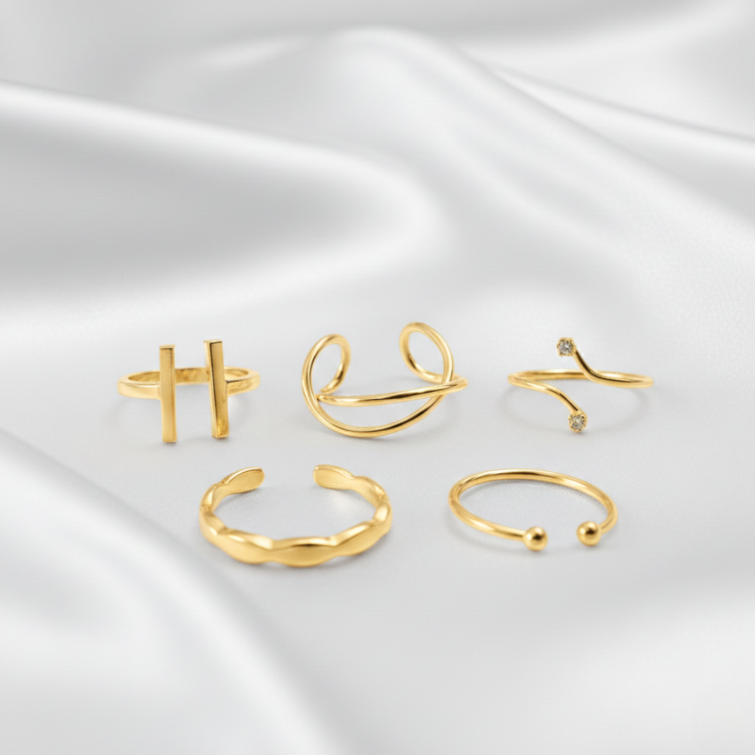 Kit 5 Anéis Ajustáveis Modernos