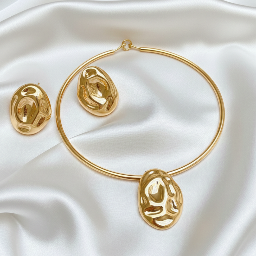 Conjunto Colar e Brinco Orgânico Moderno