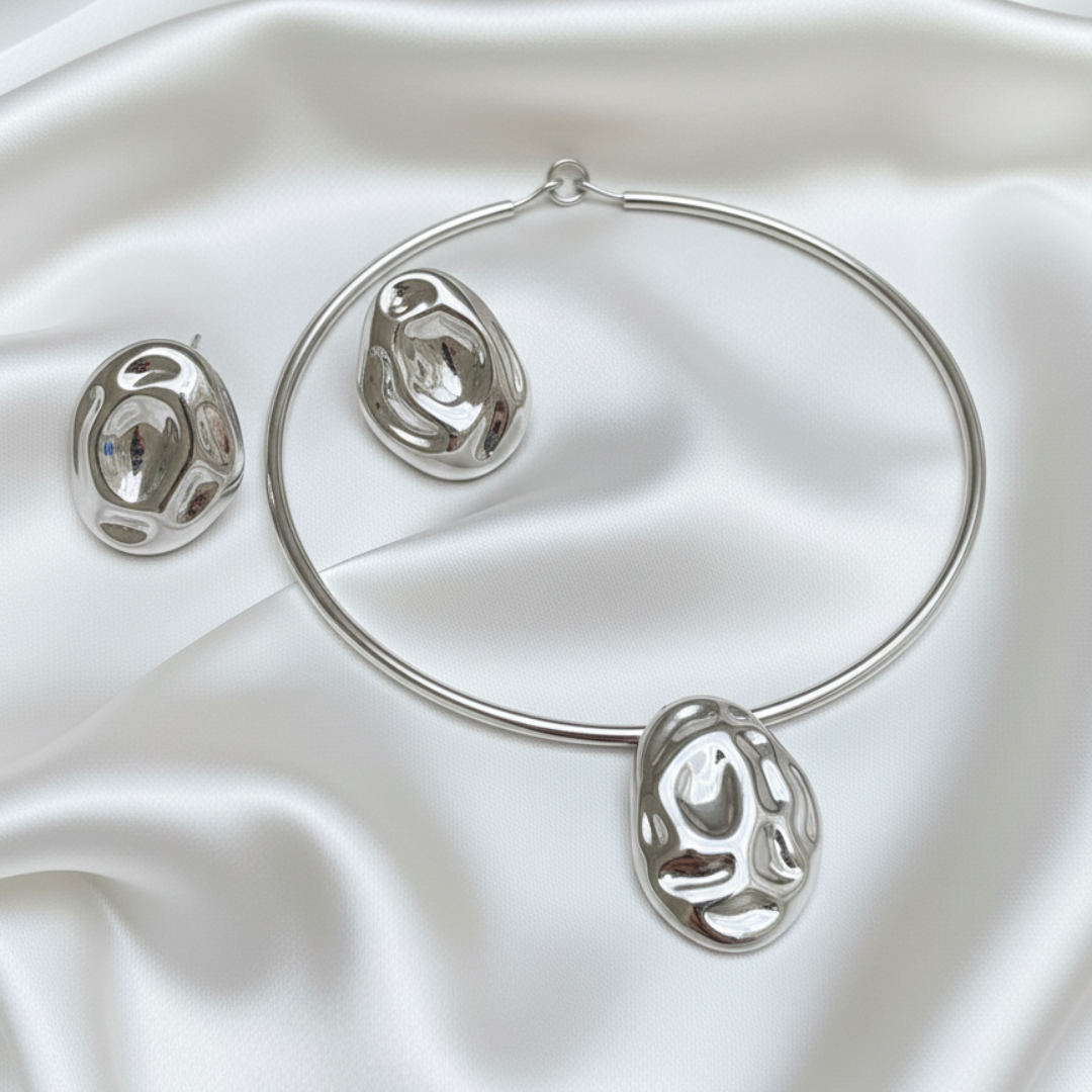 Conjunto Colar e Brinco Orgânico Moderno