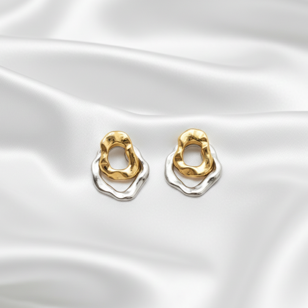 Brinco Orgânico Feminino Banhado a Ouro 18K