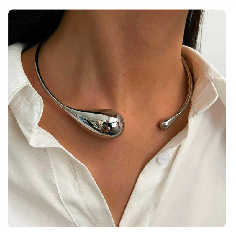 COLAR CHOKER GARGANTILHA GOTA BANHADA PRATA 925 OU OURO 18K TENDENCIA SEMI JOIA