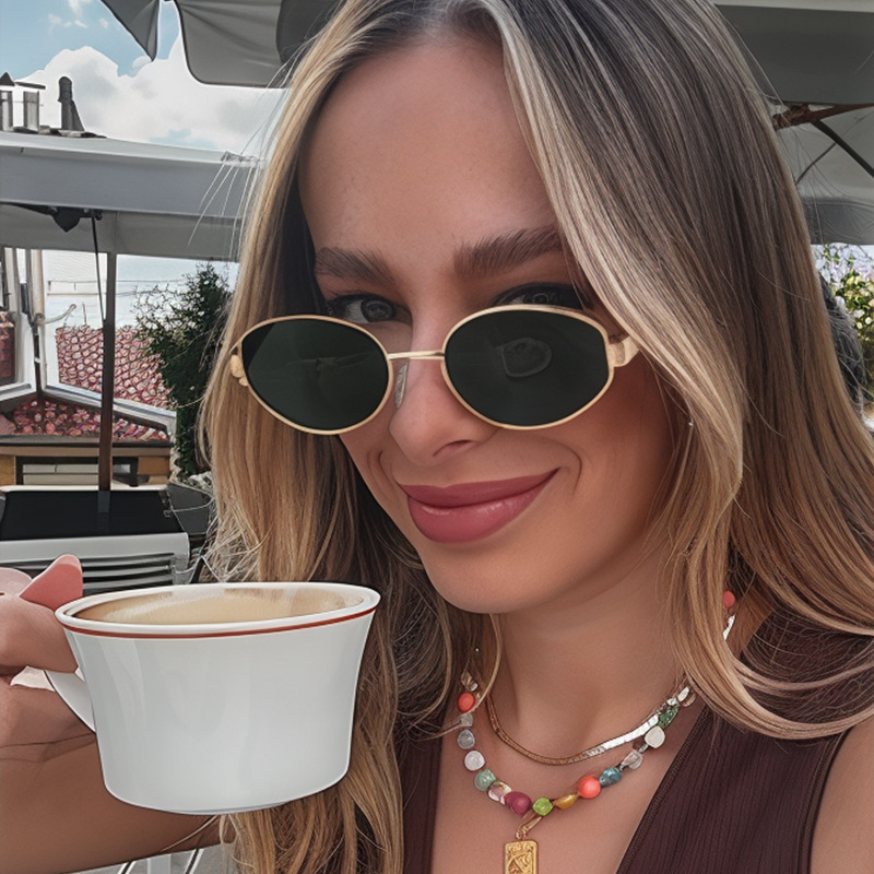 Óculos De Sol Ovais Vintage Para Mulheres Homens Pequenos Com Armação Metálica Senhoras