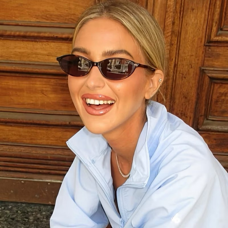 Óculos De Sol Vintage Com Armação Oval Para Mulheres E Homens , Moda Retrô , Pequeno Olho De Gato , Ao Ar Livre , Resist